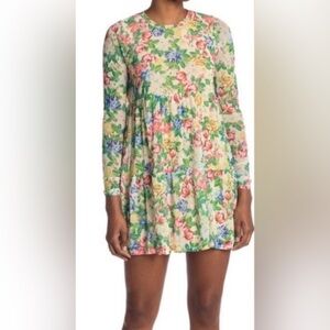 AFRM from Revolve  Floral Mesh Long sleeve Babydoll Dress size M